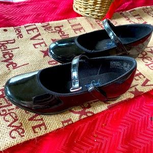 Gently worn black tap shoes